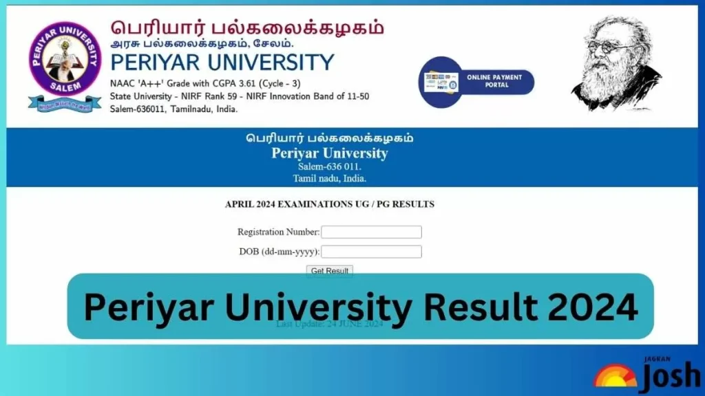 Periyar University Results 2024
