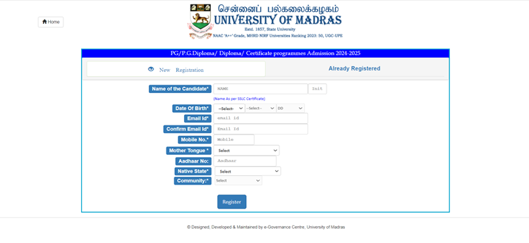 Madras University PG Admissions 2024