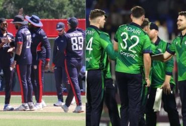 USA Cricket team (left) and Ireland Cricket team (right)